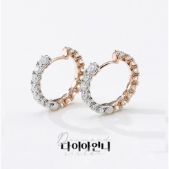 18K GOLD 모이사나이트 콤비 귀걸이